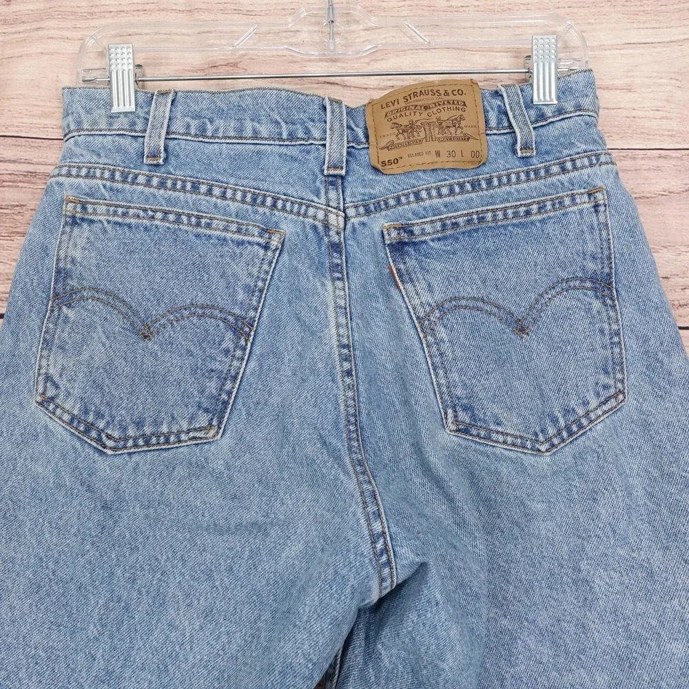 Levi's Jean Shorts Mens 29 Blue Denim 550 Relaxed Fit Bermuda 10 Inseam Vintage